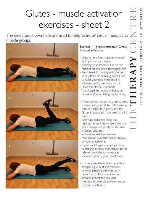 Glutes - muscle activation exercises - sheet 2