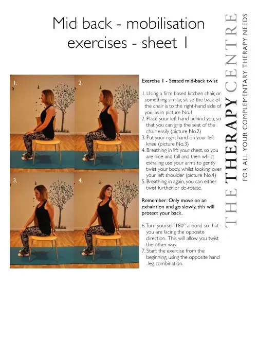 Mid back - mobilisation exercises - sheet 1
