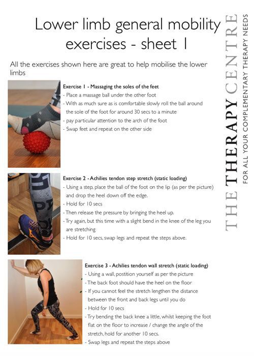 Lower limb general mobility exercises - sheet 1